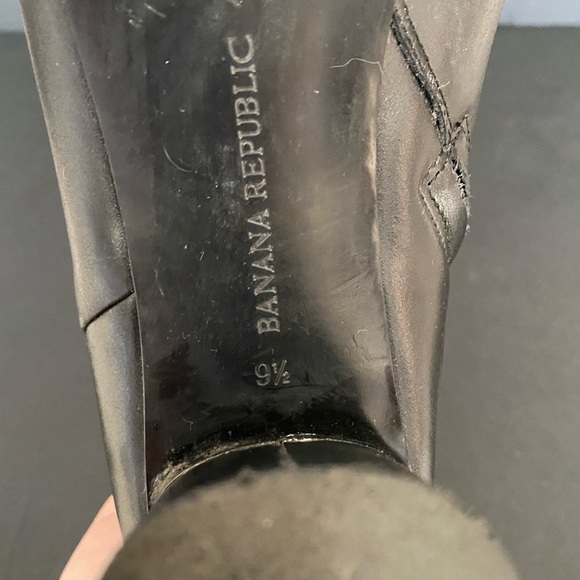 Banana Republic Ankle Boots Womens Black Leather Round Block Heel Retro, 9.5 - Picture 9 of 13